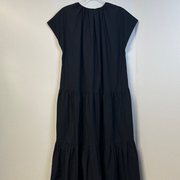 COS Tiered A-Line Maxi Dress Black Size 6 Cap Sleeves Minimalist Chic - Picture 6 of 8
